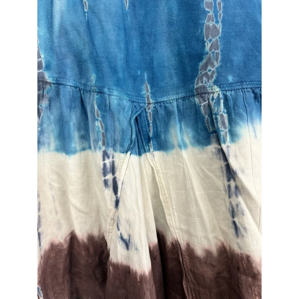 Y2K Tie Dye Maxi Skirt Medium Handkerchief Boho Festival Pink Blue Fairy Whimsy